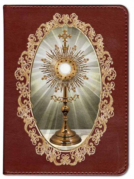 Monstrance with Elegant Border Catholic Bible - Burgundy