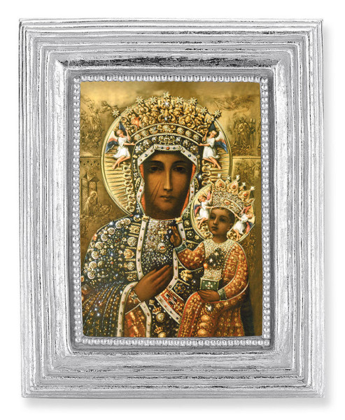 Our Lady of Czestochowa 2.5x3.5 Print Under Glass - Silver