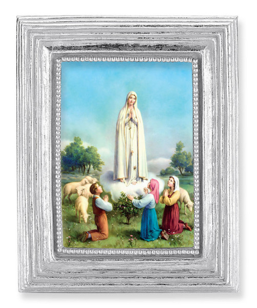 Our Lady of Fatima 2.5x3.5 Print Under Glass - Silver