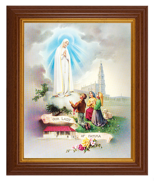Our Lady of Fatima 8x10 Textured Artboard Dark Walnut Frame - #112 Frame