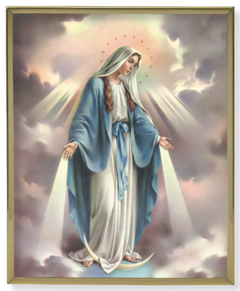 Our Lady of Grace Gold Trim Plaque - 2 Sizes - Full Color