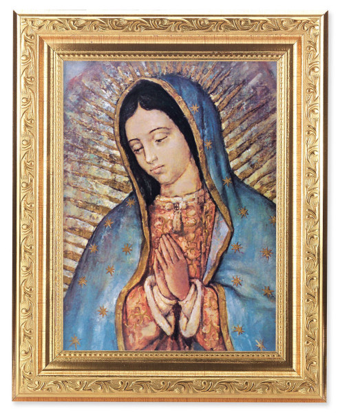 Our Lady of Guadalupe in Blue 6x8 Print Under Glass - #162 Frame