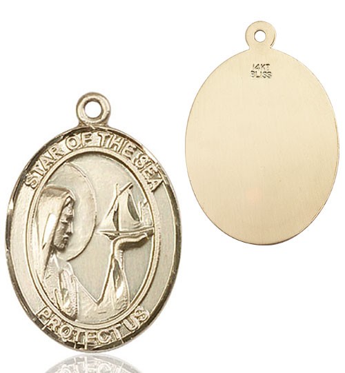 Our Lady Star of The Sea Medal - 14K Solid Gold