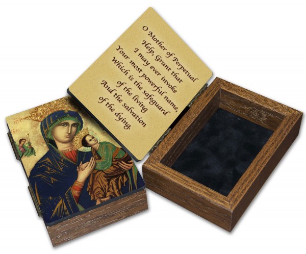 Our Lady of Perpetual Help Keepsake Box - Brown