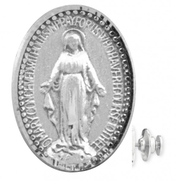 Oval Miraculous Lapel Pin Sterling Silver - Sterling Silver