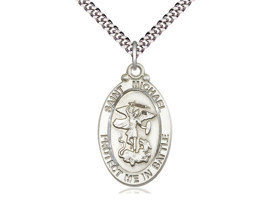 Oval St. Michael Guardian Medal - Sterling Silver