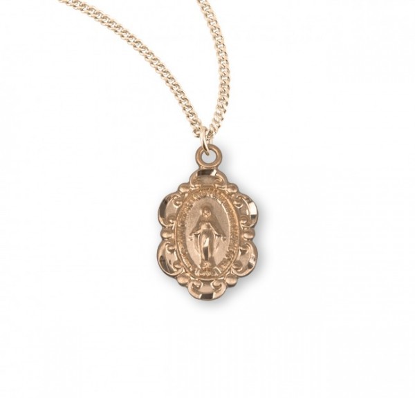 Child's Scroll Tip Miraculous Medal Necklace - Gold Plated