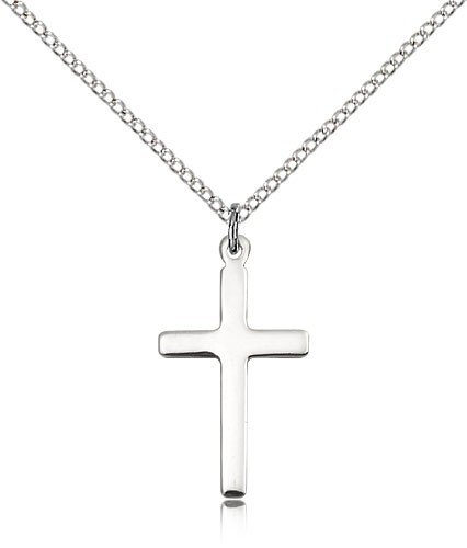 Women's Straight Edge Cross Medal  - Sterling Silver