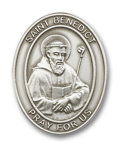 St. Benedict Visor Clip - Antique Silver