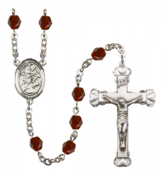 Women's St. Anthony of Padua Birthstone Rosary - Garnet
