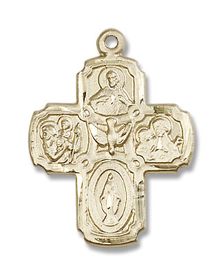 Women's Five Way Cross Pendant - 14K Solid Gold