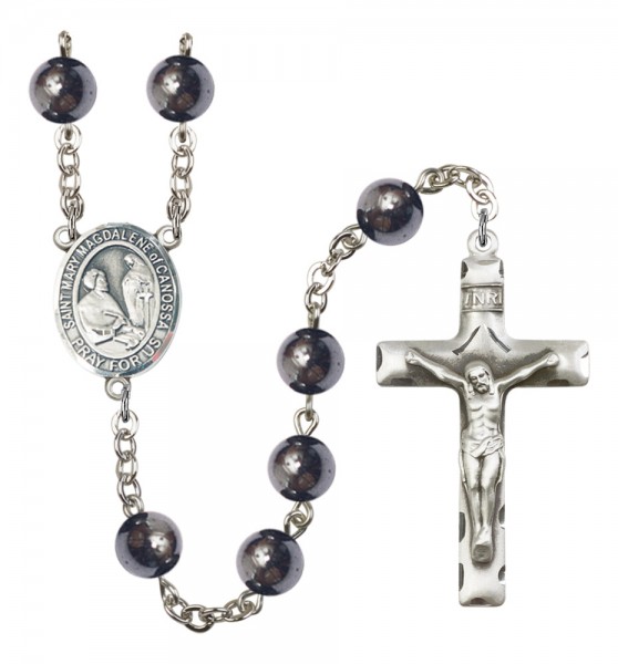 Men's St. Mary Magdalene of Canossa Silver Plated Rosary - Silver