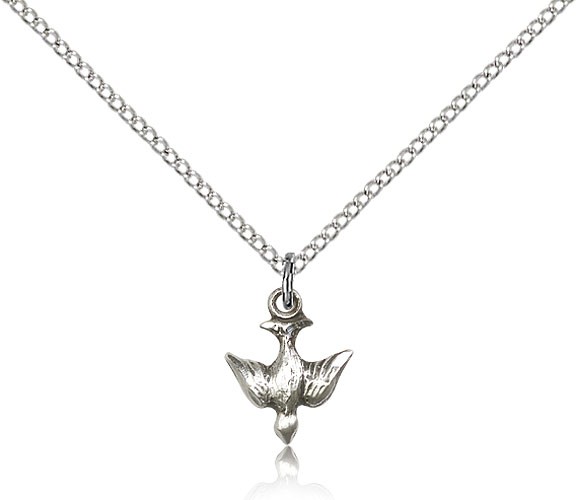 Small Descending Dove Holy Spirit Medal - Sterling Silver