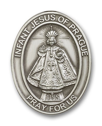 Infant of Prague Visor Clip - Antique Silver