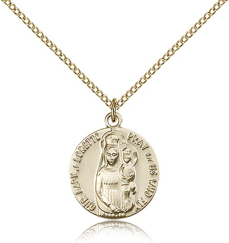 Women's Our Lady of Loretto Pray For Us Who Fly Medal - 14KT Gold Filled