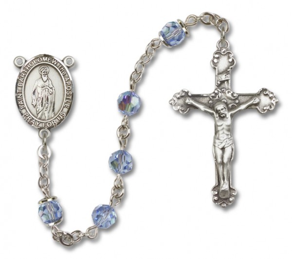 St. Bartholomew Sterling Silver Heirloom Rosary Fancy Crucifix - Light Amethyst