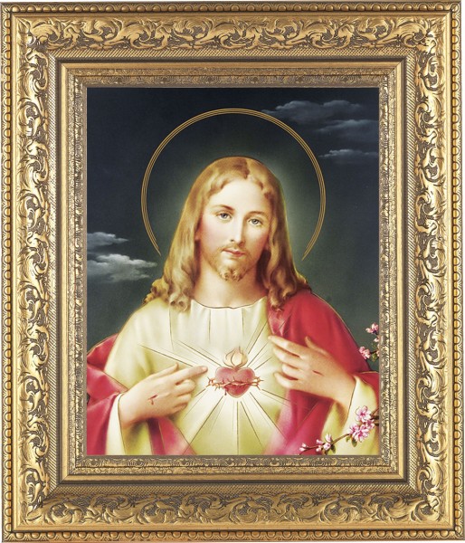 Sacred Heart of Jesus 8x10 Framed Print Under Glass - #115 Frame