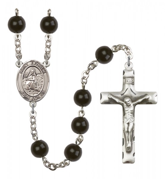 Men's St. Ephrem Silver Plated Rosary - Black