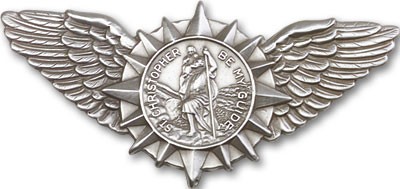 St. Christopher with Wings Visor Clip - Antique Silver