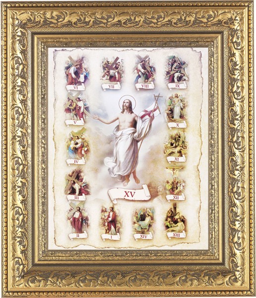 Stations of the Cross Illustrated 8x10 Framed Print Under Glass - #115 Frame