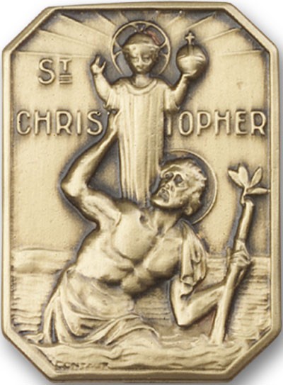 St. Christopher Visor Clip - Antique Gold