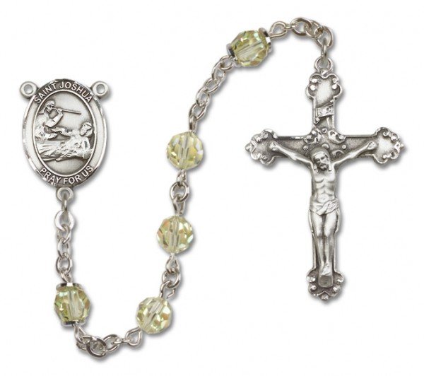 St. Joshua Sterling Silver Heirloom Rosary Fancy Crucifix - Zircon