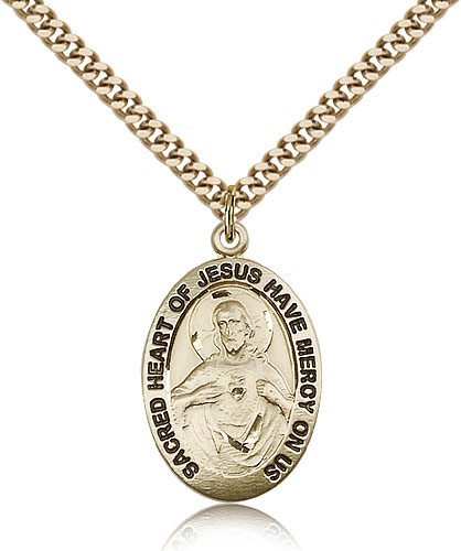 Raised Border Learn of Me Men's Scapular Necklace - 14KT Gold Filled