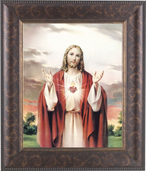 Sacred Heart of Jesus 8x10 Framed Print Under Glass - #124 Frame