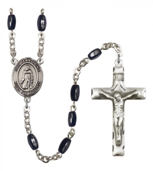 Men's San Peregrino Silver Plated Rosary - Black | Silver