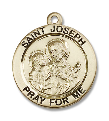 Men's Pray for Me St. Joseph Necklace - 14K Solid Gold