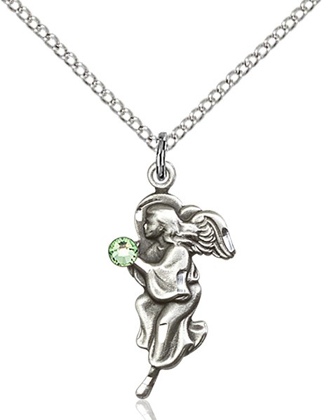 Angel Pendant with Birthstone Options - Peridot