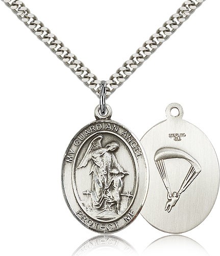 Guardian Angel Paratrooper Medal - Sterling Silver