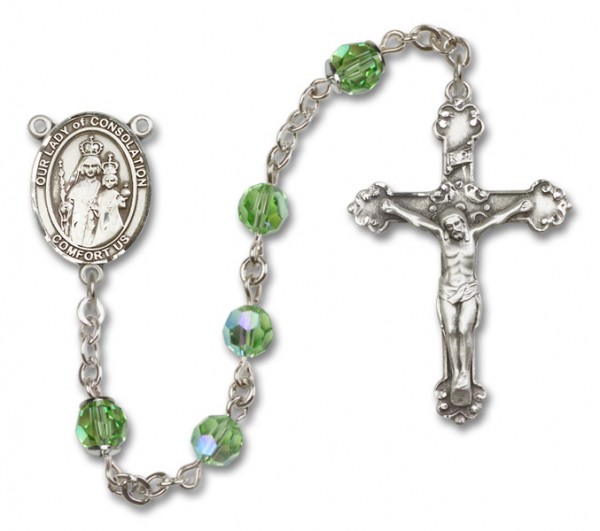 Our Lady of Consolation Rosary Our Lady of Mercy Sterling Silver Heirloom Rosary Fancy Crucifix - Peridot