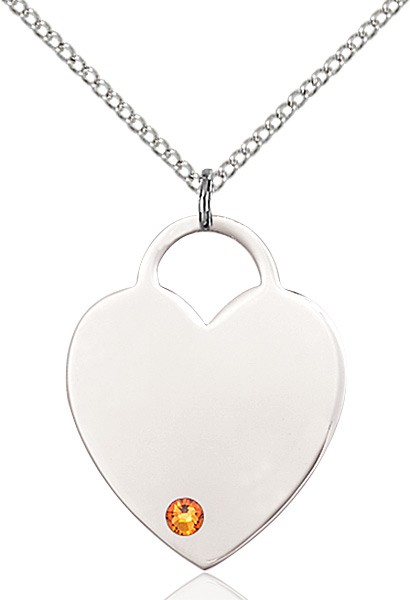 Large Women's Heart Pendant with Birthstone Options - Topaz