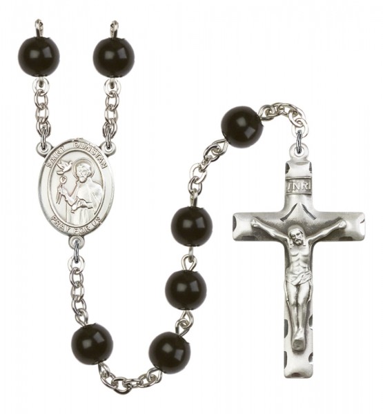 Men's St. Dunstan Silver Plated Rosary - Black