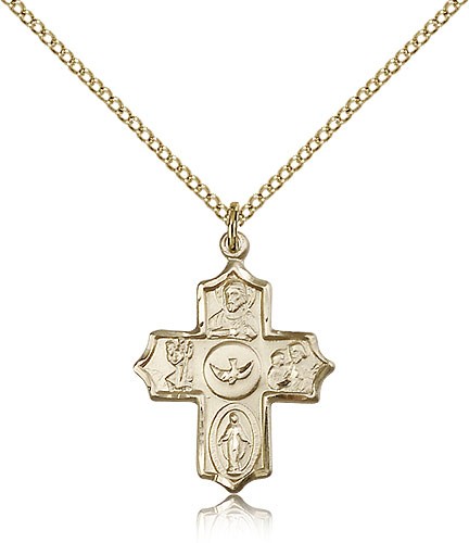 Women's 5-Way Medal with Circle Dove - 14KT Gold Filled