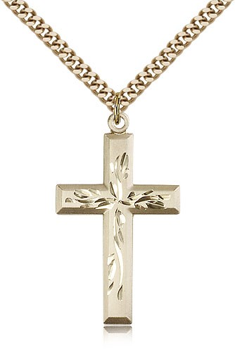 Hand Etched Cross Necklace - 14KT Gold Filled