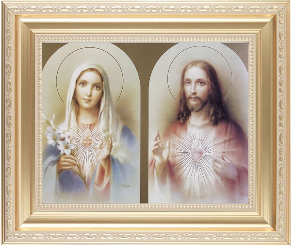 Immaculate Heart and Sacred Heart 8x10 Framed Print Under Glass - #138 Frame