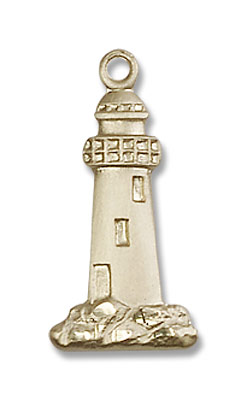 Lighthouse Pendant - 14K Solid Gold