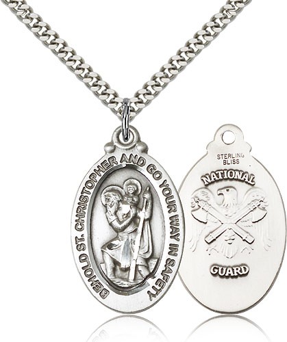 St. Christopher National Guard Medal - Sterling Silver