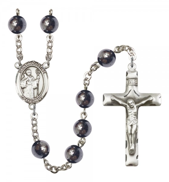 Men's St. Augustine Silver Plated Rosary - Silver