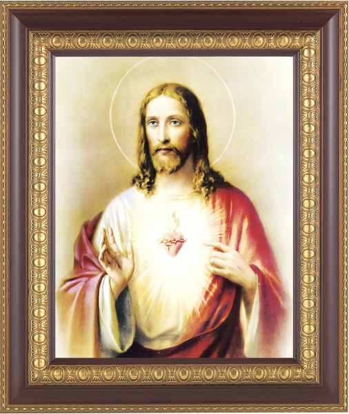 Sacred Heart of Jesus 8x10 Framed Print Under Glass - #126 Frame