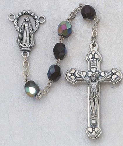 January Birthstone Rosary (Garnet) - Silver Oxidized - Ruby Red