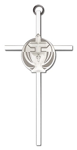 Communion Chalice and Cross Wall Cross 6&quot; - Silver tone