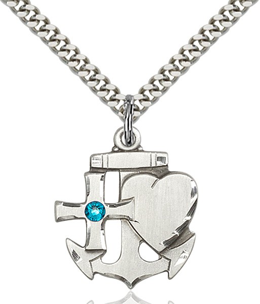 Faith Hope and Charity Pendant with Birthstone Option - Zircon