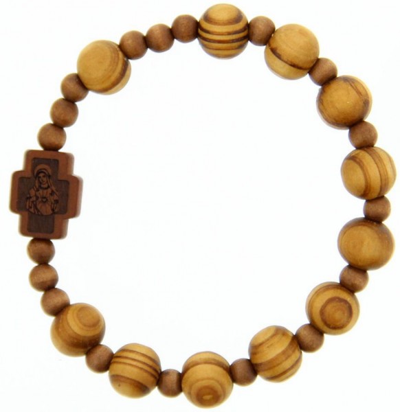 Jujube Light Wood Rosary Bracelet - 10mm - Brown