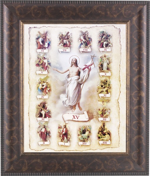 Stations of the Cross Illustrated 8x10 Framed Print Under Glass - #124 Frame