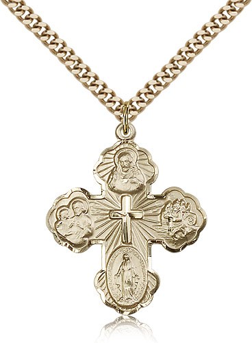 5-Way Pendant with Scalloped Edges - 14KT Gold Filled