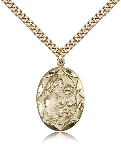 Scalloped Border St. Joseph Medal - 14KT Gold Filled