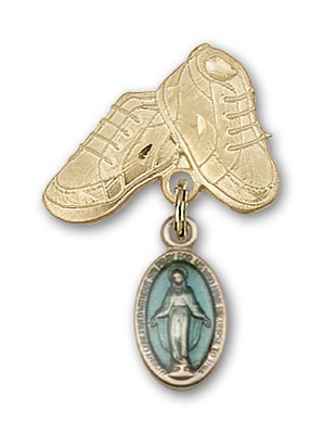 Baby Badge with Blue Miraculous Charm and Baby Boots Pin - 14KT Gold Filled